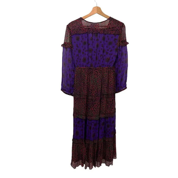 BA&SH Floral  Paris Gypsy Bohemian Midi V Neck Dress SIZE 4 NWT - Picture 7 of 12